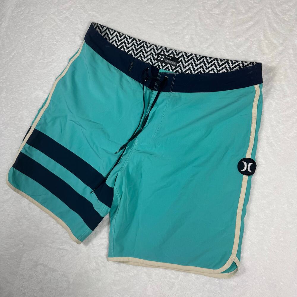 Hurley Phantom Block Party Board Shorts Men's 33 Trunks Swimwear Teal 18"